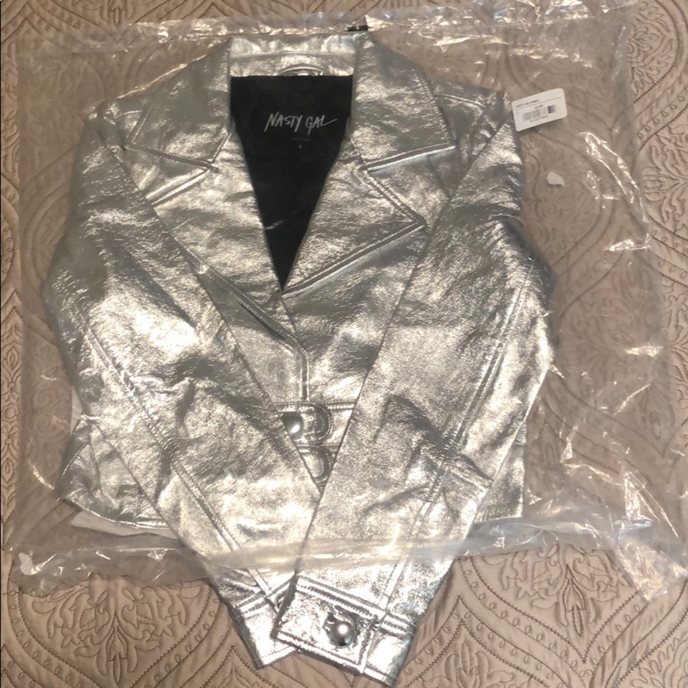 NWT silver metallic jacket S